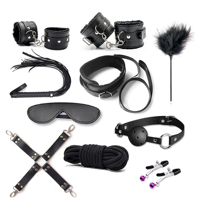 10pcs/set SM Productos Bondage PU Kit de fetichismo de cuero Retenciones esclavo juguete sexual esclavitud para parejas