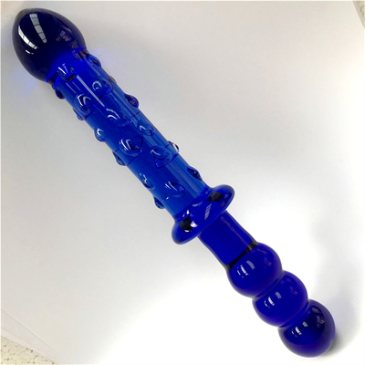 Disfraz de vidrio Procesador de masaje de próstata azul Disfraz de vidrio de cristal juguetes sexuales para mujeres