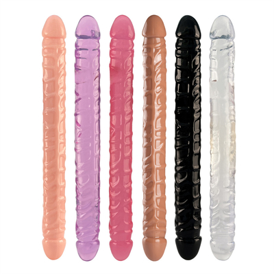 Jellies-realista doble Dong Adultos Dildo juguetes sexuales para lesbianas resistente al agua Flexible Dildo para mujeres vaginal G-punto y un