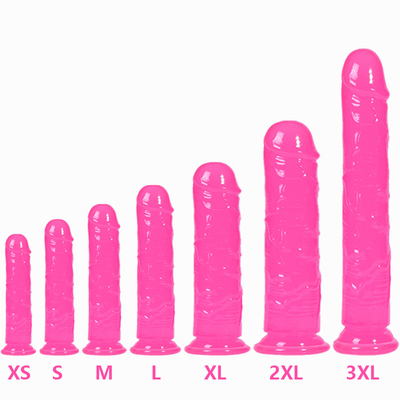 Dildo realista con jalea para principiantes, Dildos de punto G de cristal de 7 pulgadas, pene flexible con vaso de succión para manos libres Pl
