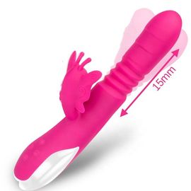 Juguete femenino del sexo del silicón del cargador USB de la mariposa del vibrador de la rotación de la prenda impermeable para las mujeres