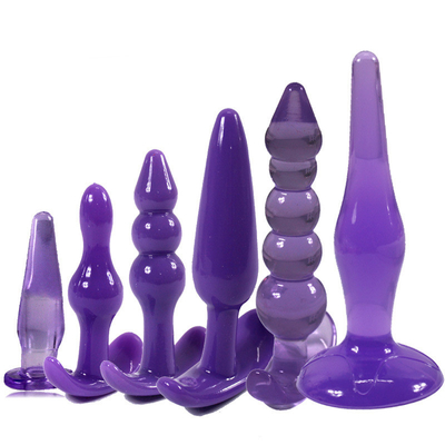 6 pedazos de la combinación de la TPE de las gotas del enchufe anal suave del extremo fijaron los juguetes del sexo anal del estimulador para el varón y las mujeres