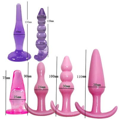6 pedazos de la combinación de la TPE de las gotas del enchufe anal suave del extremo fijaron los juguetes del sexo anal del estimulador para el varón y las mujeres