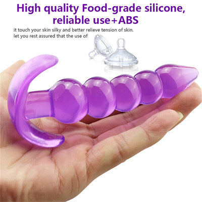 Enchufe de goma del extremo de la TPE del placer del enchufe de la prenda impermeable flexible anal desigual de la púrpura con las gotas anales ampliadas lisas