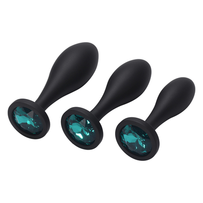 Los juguetes de envío del sexo anal del silicón del descenso riegan el sistema anal del enchufe del Massager del diseño del descenso del enchufe anal negro del extremo
