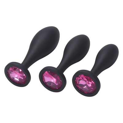 Los juguetes de envío del sexo anal del silicón del descenso riegan el sistema anal del enchufe del Massager del diseño del descenso del enchufe anal negro del extremo