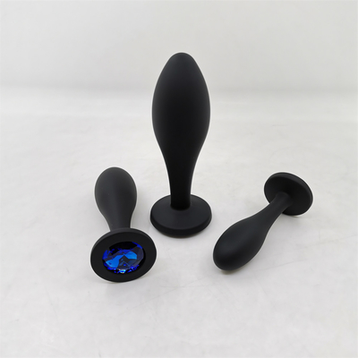 Los juguetes de envío del sexo anal del silicón del descenso riegan el sistema anal del enchufe del Massager del diseño del descenso del enchufe anal negro del extremo