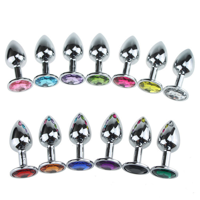 Varios colores joyas juguetes sexuales tapones anales metálicos para adultos