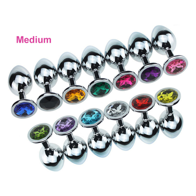 Varios colores joyas juguetes sexuales tapones anales metálicos para adultos