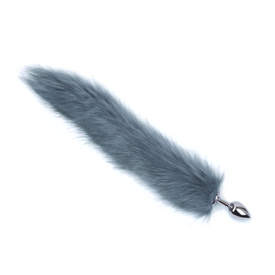 Caída de cola de zorro negro Metal Plug Anal Plug Liso Peluda cola de zorro juguete sexual para mujeres