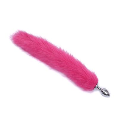 Caída de cola de zorro negro Metal Plug Anal Plug Liso Peluda cola de zorro juguete sexual para mujeres