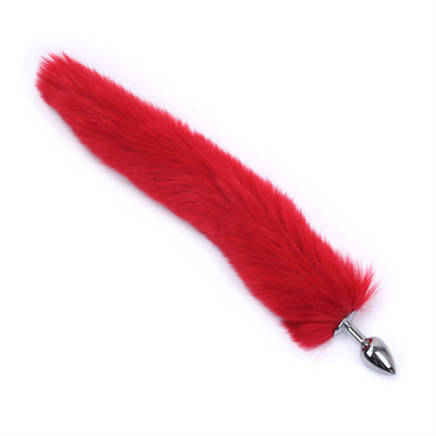 Caída de cola de zorro negro Metal Plug Anal Plug Liso Peluda cola de zorro juguete sexual para mujeres