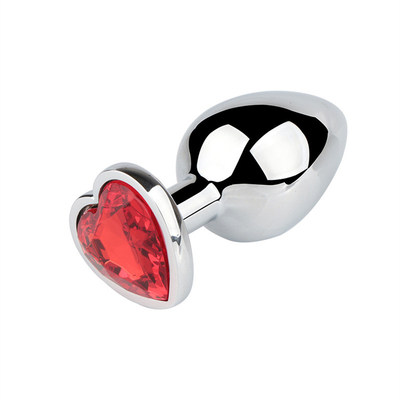 Aluminio de aleación de forma de corazón Plug anal de metal Plug anal juguetes sexuales para mujeres Plugs anales con coloridas gemas de plástico