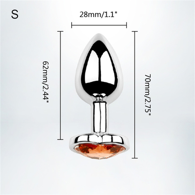 Aluminio de aleación de forma de corazón Plug anal de metal Plug anal juguetes sexuales para mujeres Plugs anales con coloridas gemas de plástico