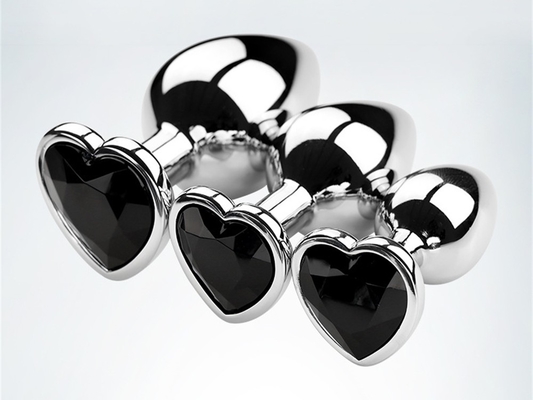 Aluminio de aleación de forma de corazón Plug anal de metal Plug anal juguetes sexuales para mujeres Plugs anales con coloridas gemas de plástico