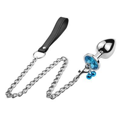 Anillo en forma de corazón Butt Plug juguete sexual anal con cadena de metal para hombre y mujer material impermeable de pequeño peso