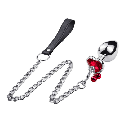 Anillo en forma de corazón Butt Plug juguete sexual anal con cadena de metal para hombre y mujer material impermeable de pequeño peso
