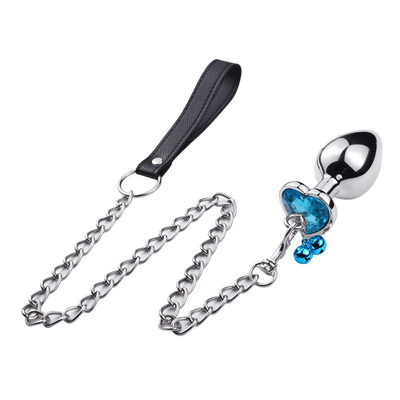 Anillo en forma de corazón Butt Plug juguete sexual anal con cadena de metal para hombre y mujer material impermeable de pequeño peso