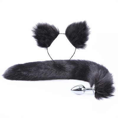 Nuevo estilo Fox Tail Plug Anal juguetes, Plug Anal trasero, Plug Anal de cola para las mujeres Fancy Cat Kitty disfraz de la oreja de la fiesta de pelo de la cabeza