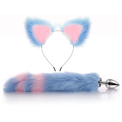Nuevo estilo Fox Tail Plug Anal juguetes, Plug Anal trasero, Plug Anal de cola para las mujeres Fancy Cat Kitty disfraz de la oreja de la fiesta de pelo de la cabeza