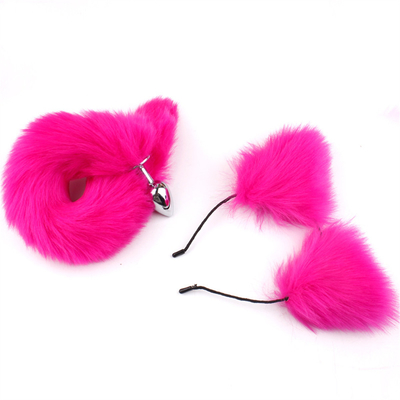 Nuevo estilo Fox Tail Plug Anal juguetes, Plug Anal trasero, Plug Anal de cola para las mujeres Fancy Cat Kitty disfraz de la oreja de la fiesta de pelo de la cabeza