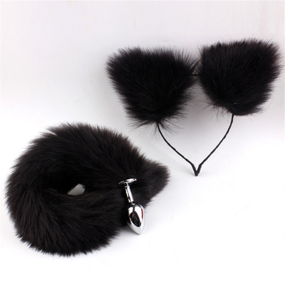 Nuevo estilo Fox Tail Plug Anal juguetes, Plug Anal trasero, Plug Anal de cola para las mujeres Fancy Cat Kitty disfraz de la oreja de la fiesta de pelo de la cabeza