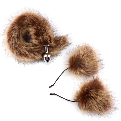 Nuevo estilo Fox Tail Plug Anal juguetes, Plug Anal trasero, Plug Anal de cola para las mujeres Fancy Cat Kitty disfraz de la oreja de la fiesta de pelo de la cabeza