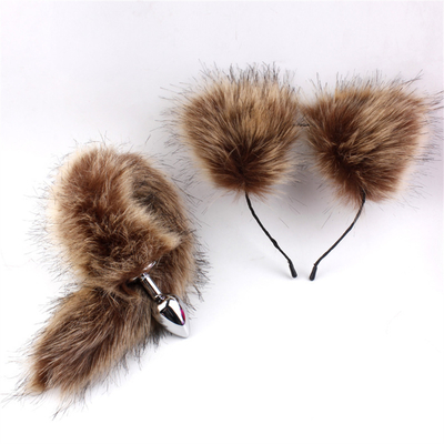 Nuevo estilo Fox Tail Plug Anal juguetes, Plug Anal trasero, Plug Anal de cola para las mujeres Fancy Cat Kitty disfraz de la oreja de la fiesta de pelo de la cabeza