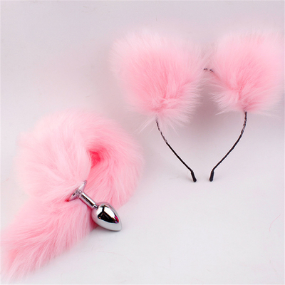 Nuevo estilo Fox Tail Plug Anal juguetes, Plug Anal trasero, Plug Anal de cola para las mujeres Fancy Cat Kitty disfraz de la oreja de la fiesta de pelo de la cabeza