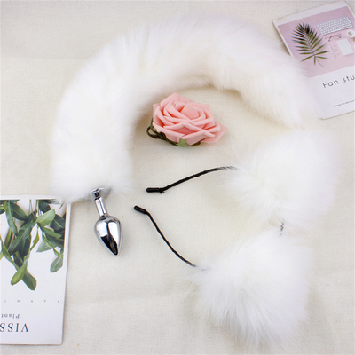 Nuevo estilo Fox Tail Plug Anal juguetes, Plug Anal trasero, Plug Anal de cola para las mujeres Fancy Cat Kitty disfraz de la oreja de la fiesta de pelo de la cabeza