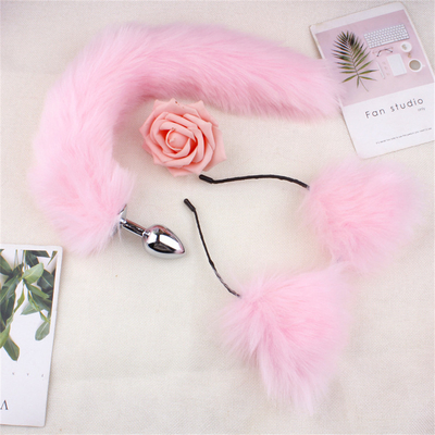 Nuevo estilo Fox Tail Plug Anal juguetes, Plug Anal trasero, Plug Anal de cola para las mujeres Fancy Cat Kitty disfraz de la oreja de la fiesta de pelo de la cabeza