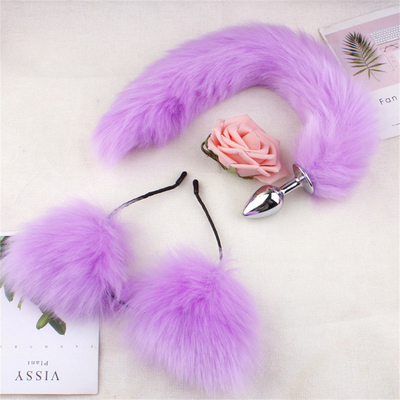 Nuevo estilo Fox Tail Plug Anal juguetes, Plug Anal trasero, Plug Anal de cola para las mujeres Fancy Cat Kitty disfraz de la oreja de la fiesta de pelo de la cabeza