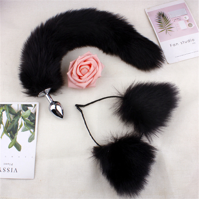 Nuevo estilo Fox Tail Plug Anal juguetes, Plug Anal trasero, Plug Anal de cola para las mujeres Fancy Cat Kitty disfraz de la oreja de la fiesta de pelo de la cabeza