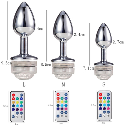 Cambio de color Anus agrandamiento Plug trasero anal con control remoto luz anal Plug plug anal con luces led