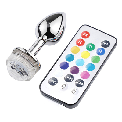 Cambio de color Anus agrandamiento Plug trasero anal con control remoto luz anal Plug plug anal con luces led