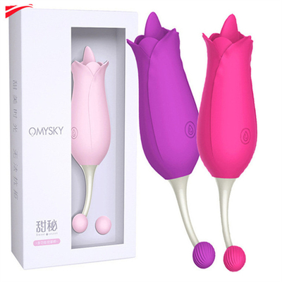 Vibrator de doble cabeza rosa, estimulación del clitóris, masaje, pezón, vibrador, lengua, lambición de vagina, vibrador, juguete sexual para mujeres.