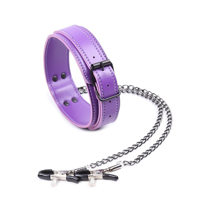 Nuevo collar de cuero con abrazadera de pezón Clip Chain Pareja SM Juguetes sexuales para mujer Herramientas sexuales Parejas juegos para adultos