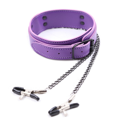 Nuevo collar de cuero con abrazadera de pezón Clip Chain Pareja SM Juguetes sexuales para mujer Herramientas sexuales Parejas juegos para adultos