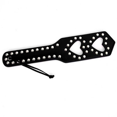 Rivets Doble Corazón Hueco Golpeando Paddle Cuero Esclavo Perra Castigada Paddle