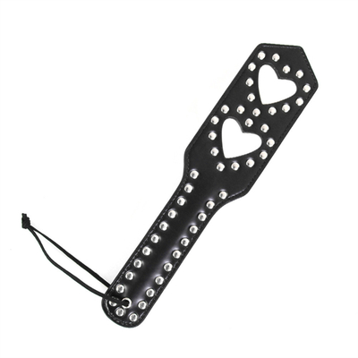 Rivets Doble Corazón Hueco Golpeando Paddle Cuero Esclavo Perra Castigada Paddle
