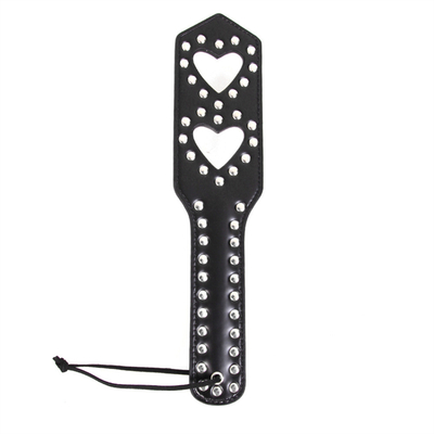 Rivets Doble Corazón Hueco Golpeando Paddle Cuero Esclavo Perra Castigada Paddle