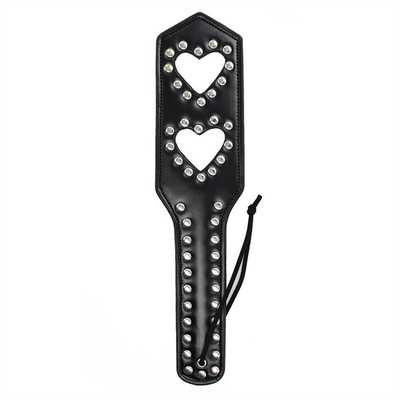 Rivets Doble Corazón Hueco Golpeando Paddle Cuero Esclavo Perra Castigada Paddle