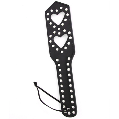 Rivets Doble Corazón Hueco Golpeando Paddle Cuero Esclavo Perra Castigada Paddle