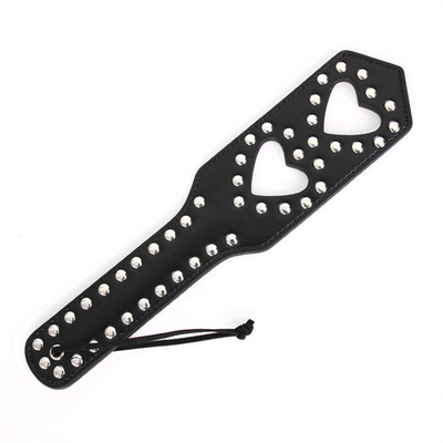 Rivets Doble Corazón Hueco Golpeando Paddle Cuero Esclavo Perra Castigada Paddle