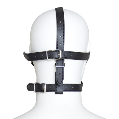 Cuero Gagana Blindfold Bondage Boca caliente hueca bolas negras Cuero PU Blindfold