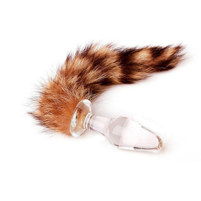 Juguete de sexo verdadero de piel de zorro cola de vidrio Plug anal para mujer Cosplay