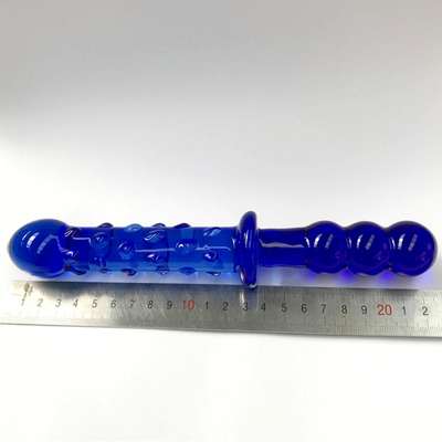 Disfraz de vidrio Procesador de masaje de próstata azul Disfraz de vidrio de cristal juguetes sexuales para mujeres