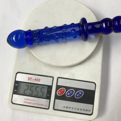 Disfraz de vidrio Procesador de masaje de próstata azul Disfraz de vidrio de cristal juguetes sexuales para mujeres