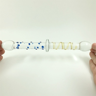 Colorido Dildos de vidrio con doble cabeza Dildos de vidrio con trasero anal
