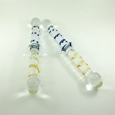 Colorido Dildos de vidrio con doble cabeza Dildos de vidrio con trasero anal